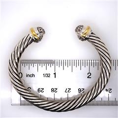 David Yurman Diamond Sterling Silver 18K YG Cuff Bracelet